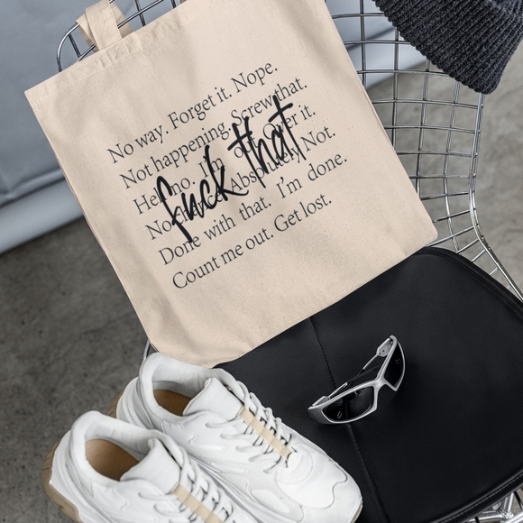 Beige Canvas Tote with Sassy Text - Picture 3 of 3